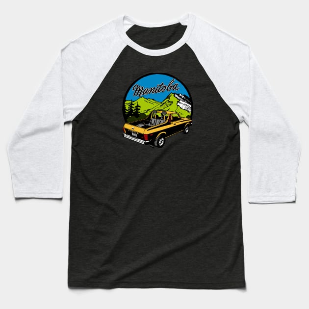 Vintage Manitoba Mountain Car Baseball T-Shirt by Kujo Vintage